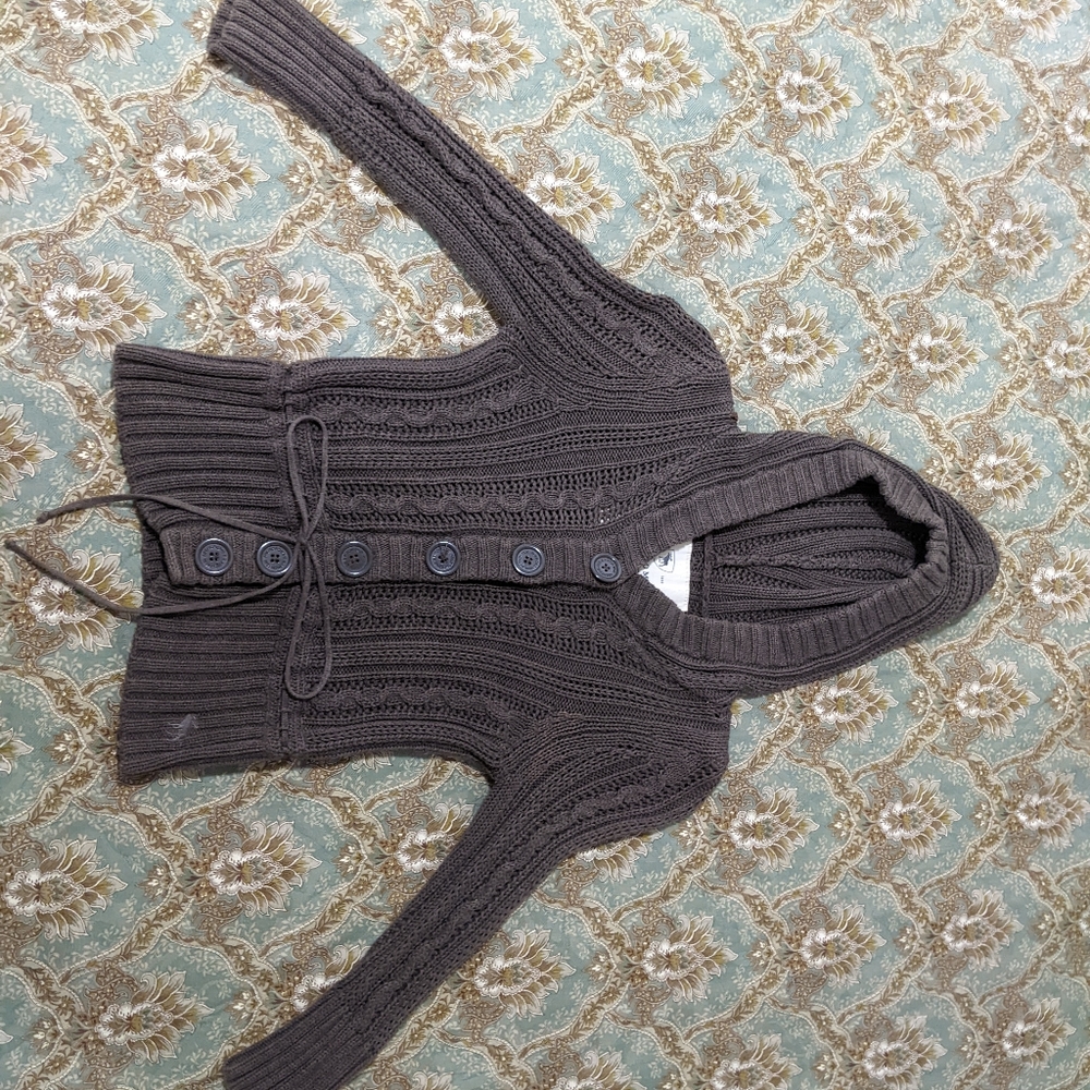 Fairy grunge brown hooded cardigan